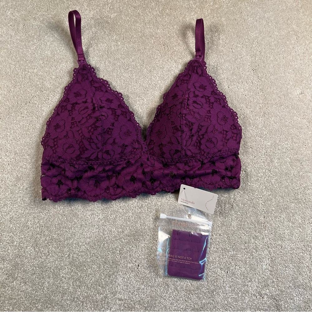 Momanda Nursing Bra‎ Lace NWT Purple 32D Adjustable